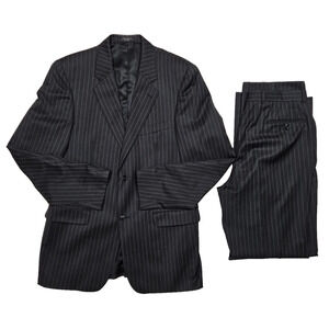 Donald Trump Suit 41 Blazer 34x35 Pants Black Gray Pinstripe 2 Button WOOL